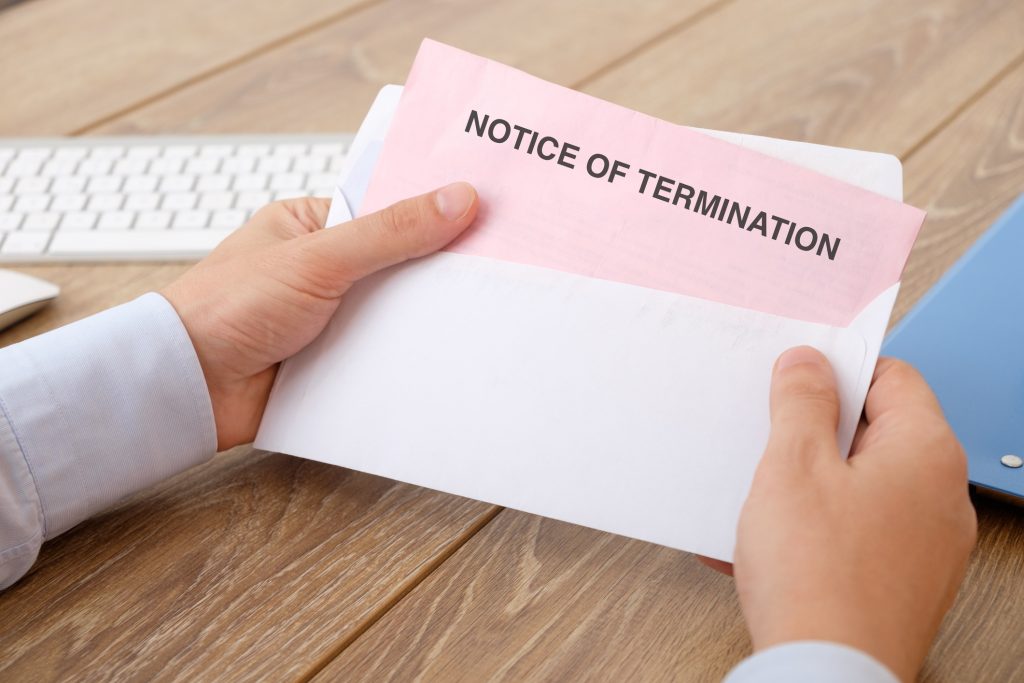 worker receives a notice of termination letter